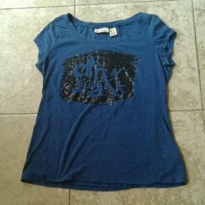 DKNY Jeans Sequined Blue Shirt Size L
